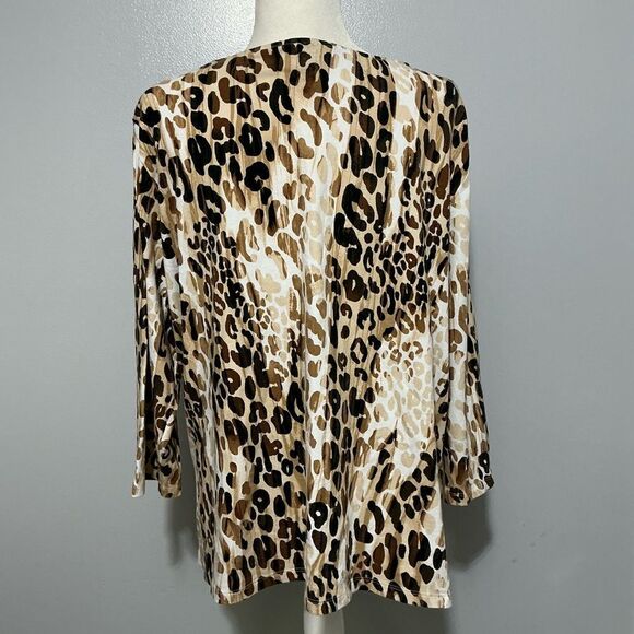 Alfred Dunner 2X Plus "Key Items" Animal Print Knit Top Blouse - Picture 3 of 6